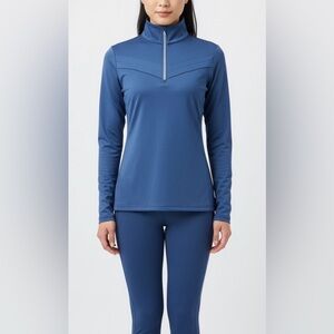 NWT! DESCENTE Womens Iclyn 1/4 Zip Mock Neck Long Sleeve Baselayer Shirt Size 12